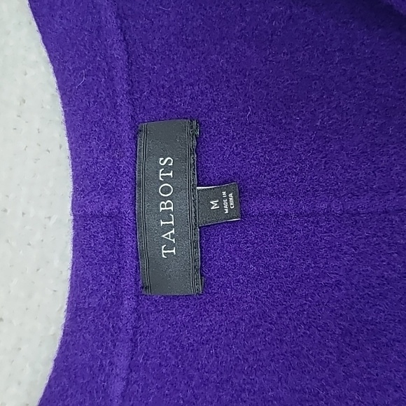 Talbots Double-Face Wing Collar Crop Open Front Wool Jacket in Purple - Picture 9 of 17